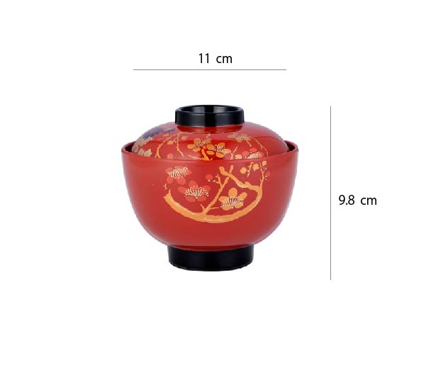 日式吸物蓋碗 | 金枝紅梅紅 | 口徑9.5~11 cm 食品級ABS 碗