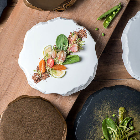 石紋盤 | 啞光白 | 20.5 cm 陶瓷 中平盤