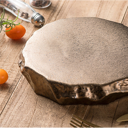 石紋盤 | 亮光金 | 20.5 cm 陶瓷 中平盤