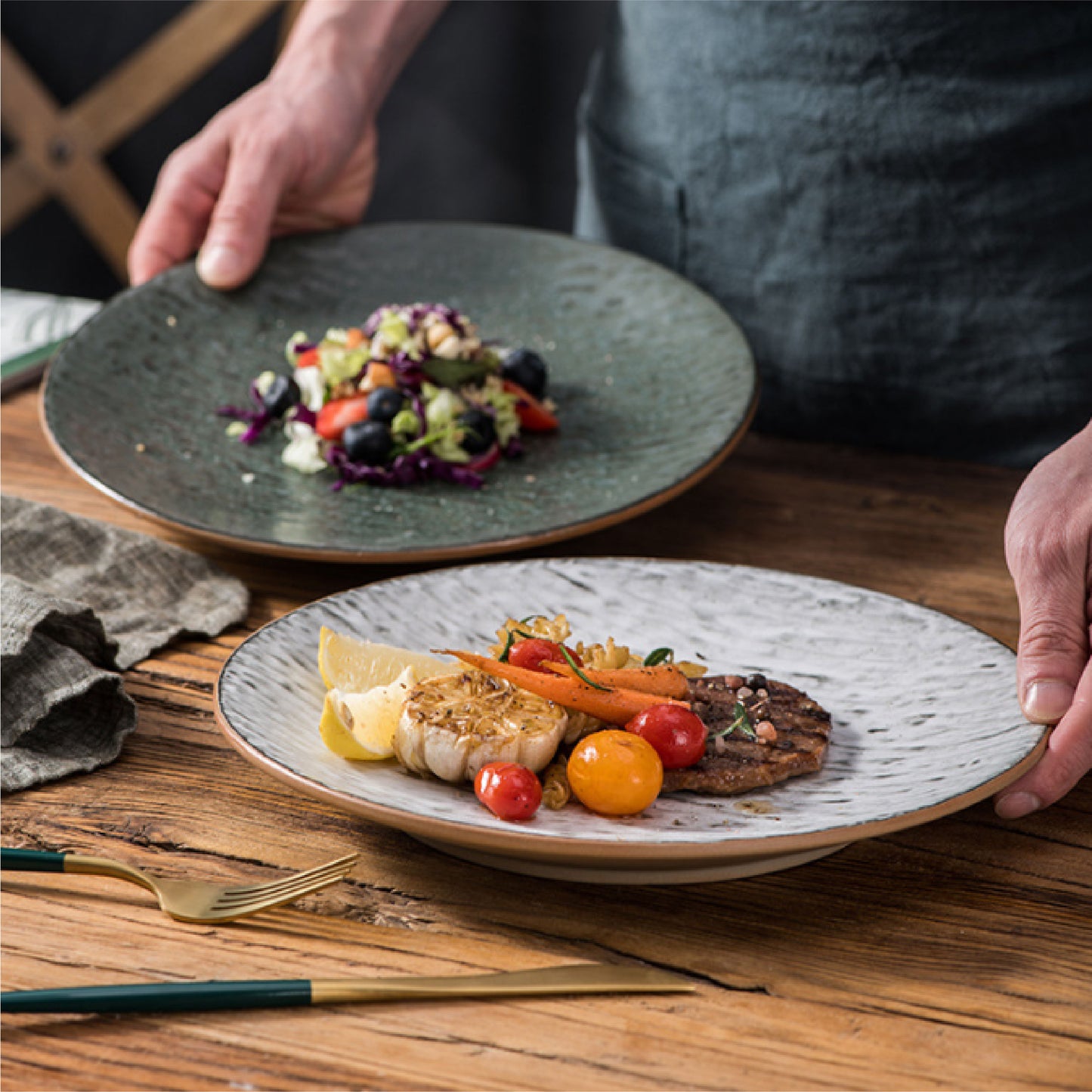 石紋盤 | 墨綠 | 31 cm 陶瓷 大淺盤