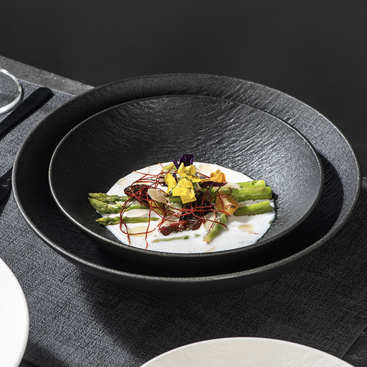 純色石紋盤 | 石黑 | 20~30 cm 陶瓷 深圓盤