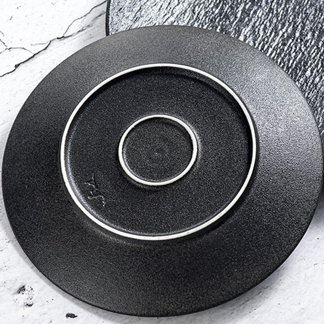 純色石紋盤 | 石黑 | 31.5 cm 陶瓷 加大平盤