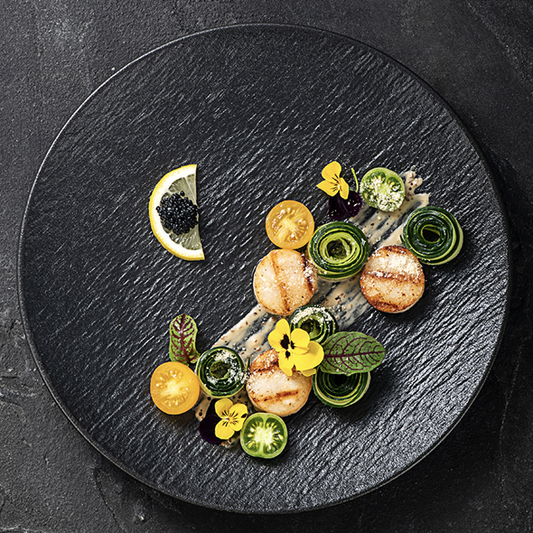 純色石紋盤 | 石黑 | 21 cm 陶瓷 小平盤