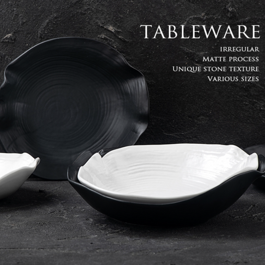 貝殼邊螺旋盤 | 黑 | 20.8cm 陶瓷 大深盤