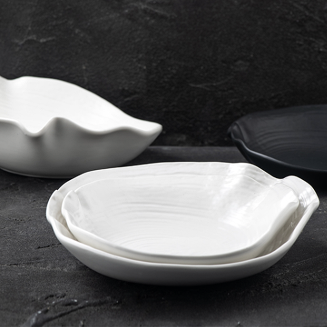 貝殼邊螺旋盤 | 白 | 20.8 cm 陶瓷 大深盤