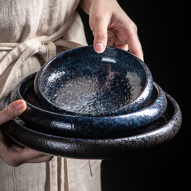 窯變釉盤 | 星空(藍黑棕) | 14 cm 陶瓷 小深盤/淺碗 - 好生活實驗所