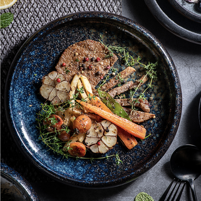 窯變釉盤 | 星空(藍黑棕) | 14 cm 陶瓷 小深盤/淺碗