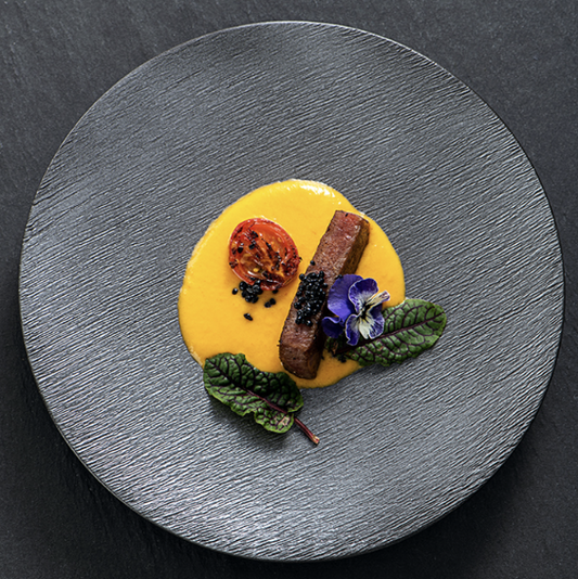 筆刷紋盤 | 銀 | 22 cm 陶瓷 小淺圓盤