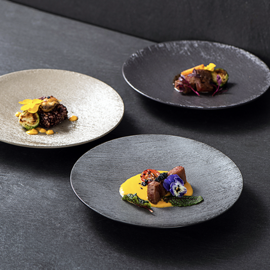 筆刷紋盤 | 黑 | 22~28 cm 陶瓷 淺圓盤