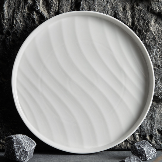 水波紋立邊盤 | 白 | 32.2 cm 陶瓷 大平盤