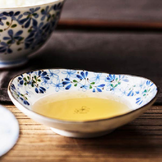 日本製光峰美濃燒 | 小藍芽 | 長 11~13.3 cm 陶瓷 碟