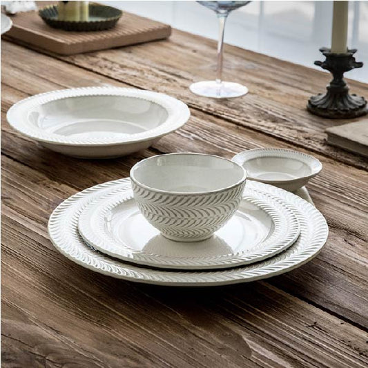 麥穗浮雕系列 | 白 | 寬 27 cm 陶瓷 大圓淺盤