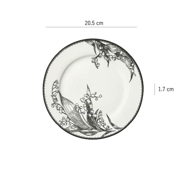 晨曦鈴蘭 | 黑/棕/綠 | 直徑 20.5 cm 陶瓷 圓淺盤 - 好生活實驗所
