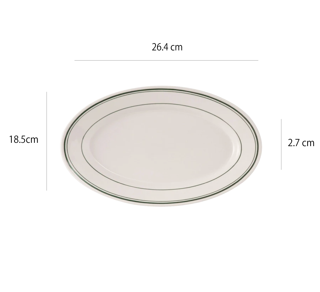 美國TUXTON綠線系列 | 白 | 直徑 23.7~39 cm 陶瓷 橢圓盤