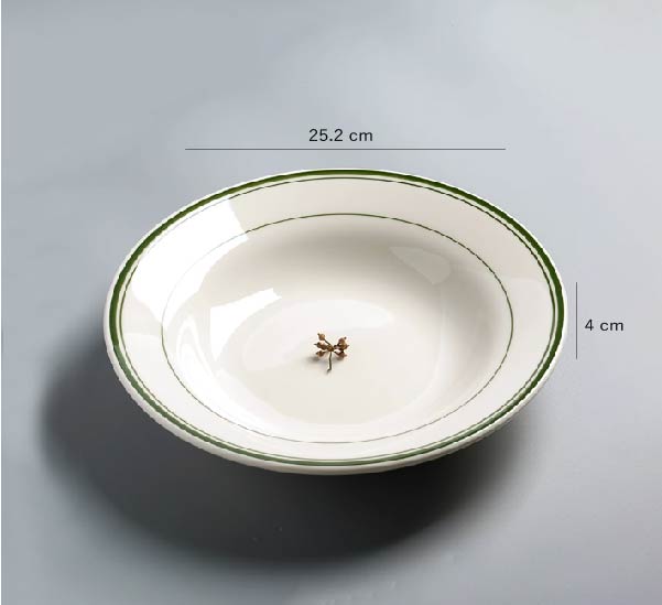 美國TUXTON綠線系列 | 白 | 直徑 22.5~25.2 cm 陶瓷 湯盤