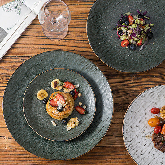 石紋盤 | 墨綠 | 20.5 cm 陶瓷 小淺盤