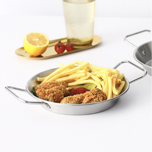 Paella雙耳西班牙海鮮鍋 | 銀 | 24 cm 不鏽鋼 淺鍋