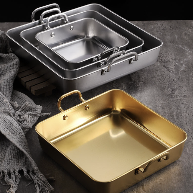 雙耳拉絲小吃鍋 | 銀 | 21 cm 不鏽鋼 中方鍋