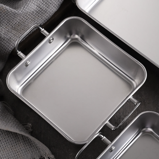 雙耳拉絲小吃鍋 | 銀 | 21 cm 不鏽鋼 中方鍋