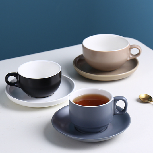 畢斯咖啡杯 | 黑 | 9 cm 陶瓷 中杯盤組