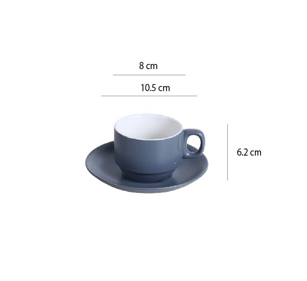古典咖啡杯 | 莫蘭迪藍 | 8 cm 陶瓷 杯盤組 - 好生活實驗所