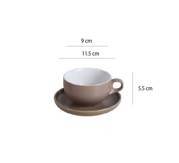 畢斯咖啡杯 | 莫蘭迪棕 | 9 cm 陶瓷 中杯盤組 - 好生活實驗所
