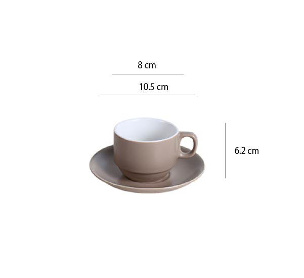 古典咖啡杯 | 莫蘭迪棕 | 8 cm 陶瓷 杯盤組 - 好生活實驗所