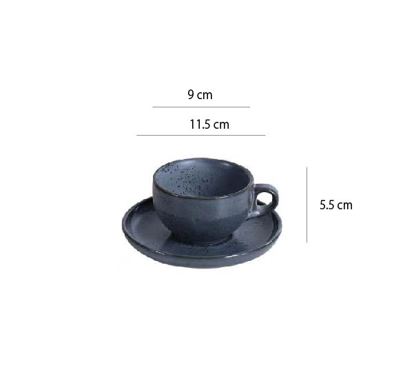 畢斯咖啡杯 | 石黑 | 9 cm 陶瓷 中杯盤組 - 好生活實驗所