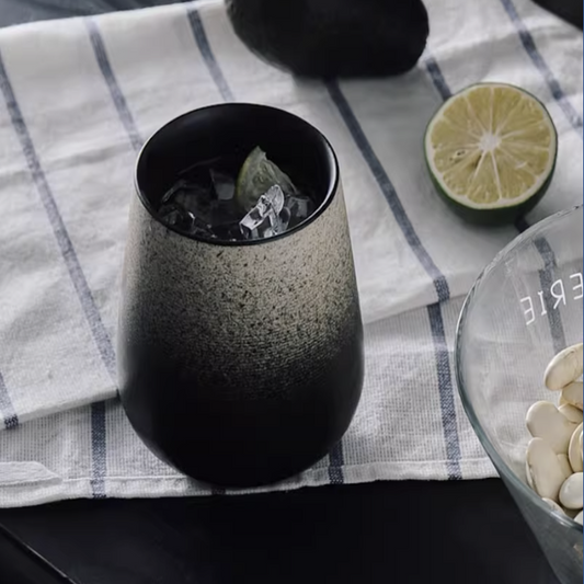 手工粗陶隔熱杯 | 深灰 | 高10 cm 陶瓷 圓肚杯