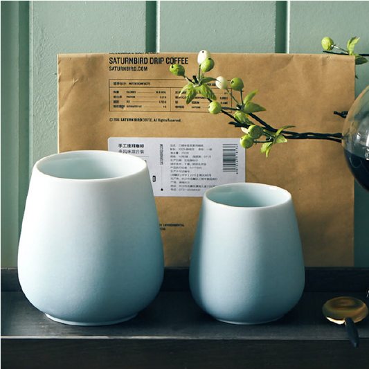 日式粗陶手工馬克杯 | 煙藍 | 高9~10 cm 陶瓷 圓肚杯