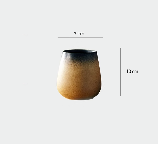 日式粗陶手工馬克杯 | 棕黃 | 高9~10 cm 陶瓷 圓肚杯 - 好生活實驗所