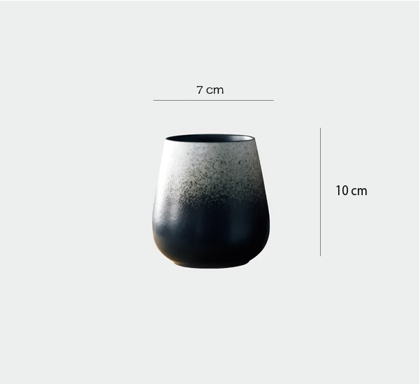 日式粗陶手工馬克杯 | 黑白 | 高9~10 cm 陶瓷 圓肚杯 - 好生活實驗所
