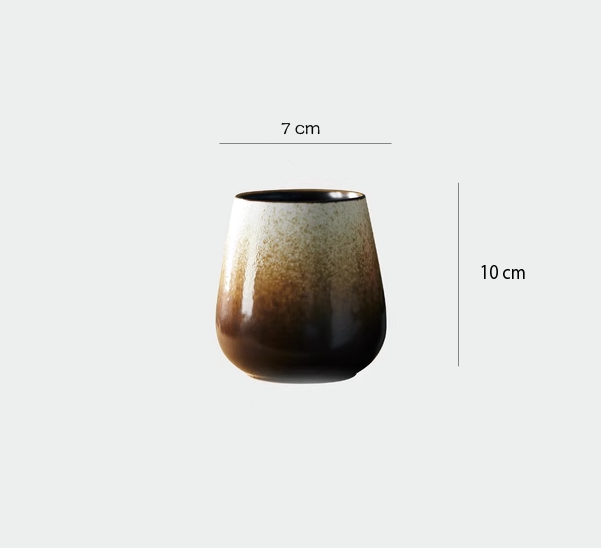 日式粗陶手工馬克杯 | 醬色 | 高9~10 cm 陶瓷 圓肚杯 - 好生活實驗所