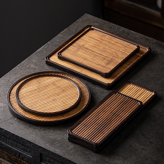 竹編席紋拖盤 | 原色 | 23 cm 竹編 大四方盤