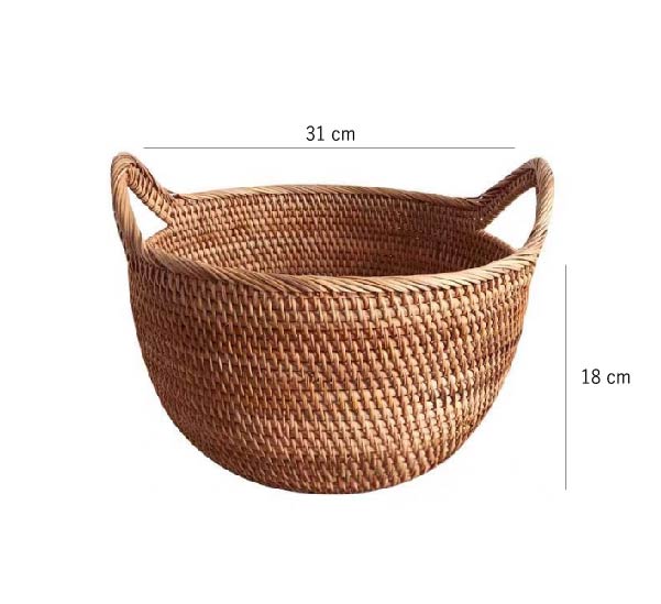 天然藤編貓耳朵水果籃 | 原色 | 38 cm 藤編 圓籃 - 好生活實驗所