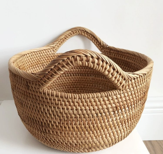 天然藤編貓耳朵水果籃 | 原色 | 38 cm 藤編 圓籃 - 好生活實驗所