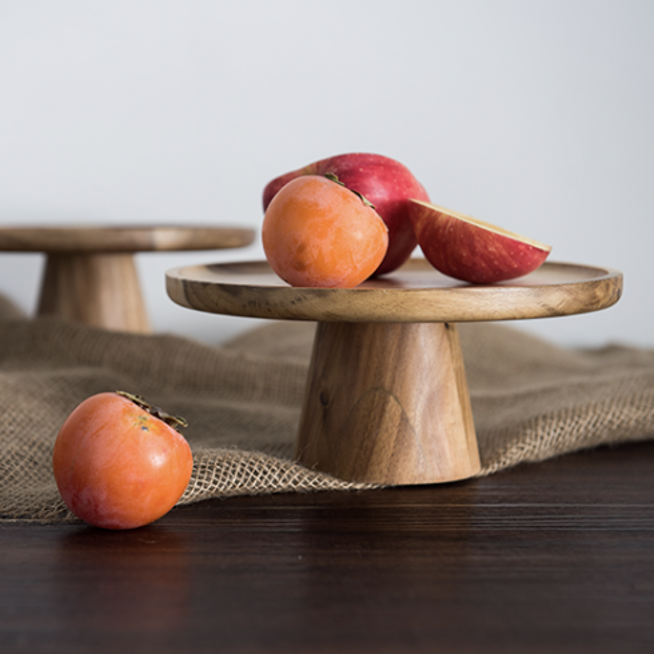 實木高腳盤 | 橡膠木 | 16.5 cm 實木 小盤/拖盤