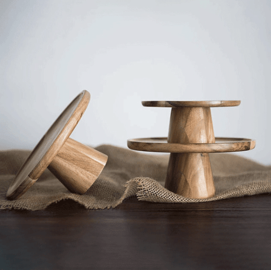 實木高腳盤 | 橡膠木 | 16.5 cm 實木 小盤/拖盤