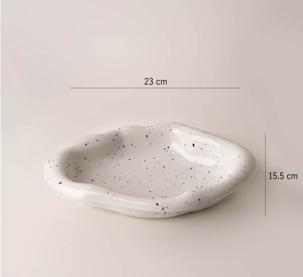 不規則雲朵托盤 | 潑墨 | 23 cm 陶瓷 小深盤 - 好生活實驗所
