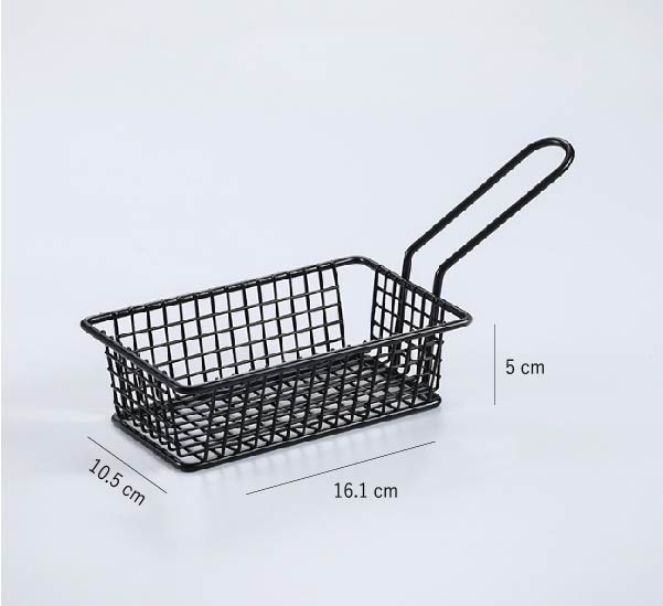 不鏽鋼炸物籃 | 銀 | 長 16.1 cm 不鏽鋼 鋼絲淺長方型