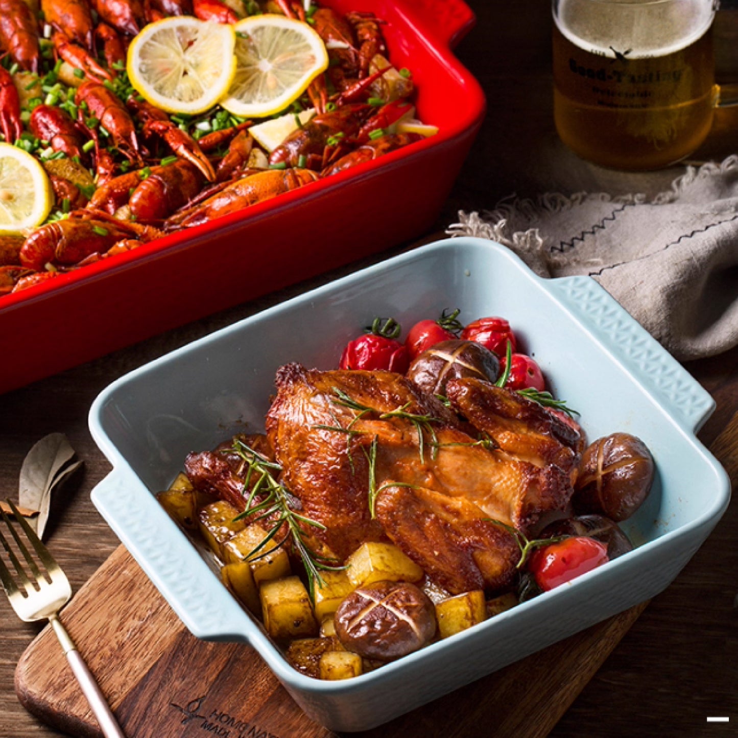 浮雕雙耳陶瓷長方烤盤 | 3色 | 長 21.7~34.5 cm 陶瓷 烤盤