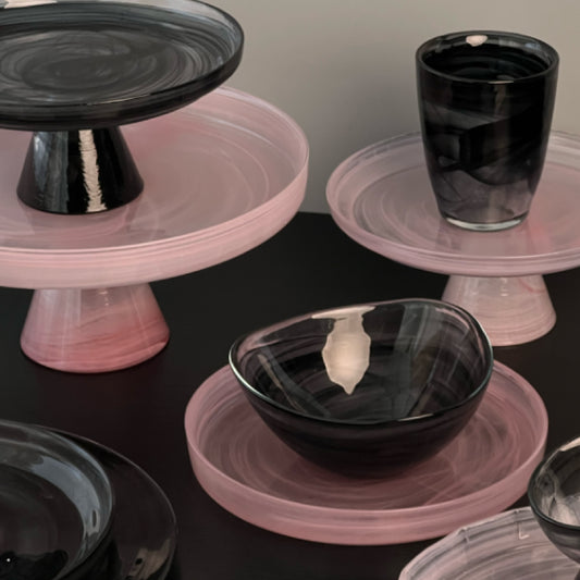 土耳其墨漣漪玻璃立邊圓盤 | 2色 | 直徑21~28 cm 玻璃 圓盤