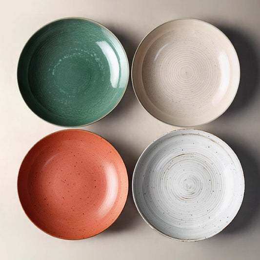 粗陶窯變圓深盤 | 4色 | 直徑 30 cm 陶瓷 圓深盤