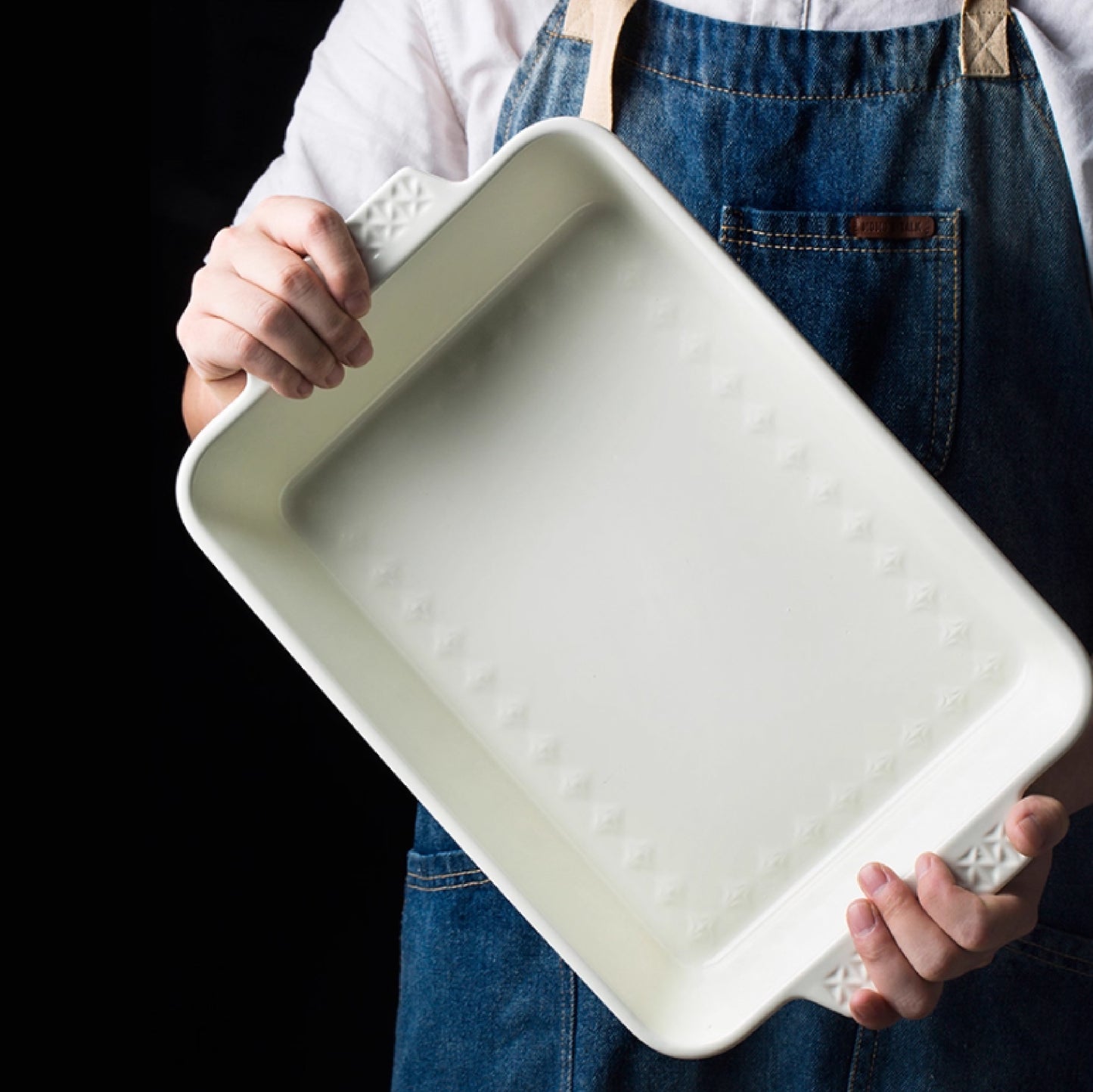 浮雕雙耳陶瓷長方烤盤 | 3色 | 長 21.7~34.5 cm 陶瓷 烤盤