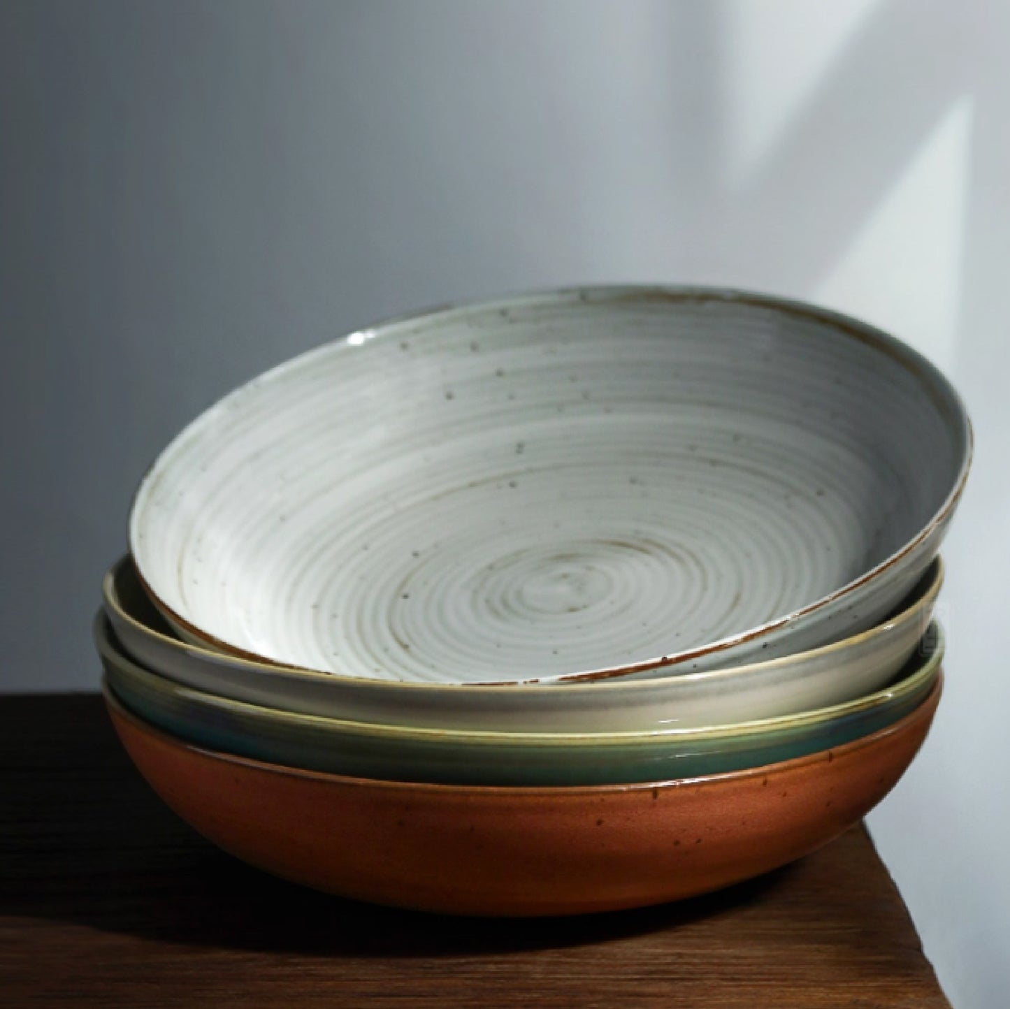 粗陶窯變圓深盤 | 4色 | 直徑 30 cm 陶瓷 圓深盤