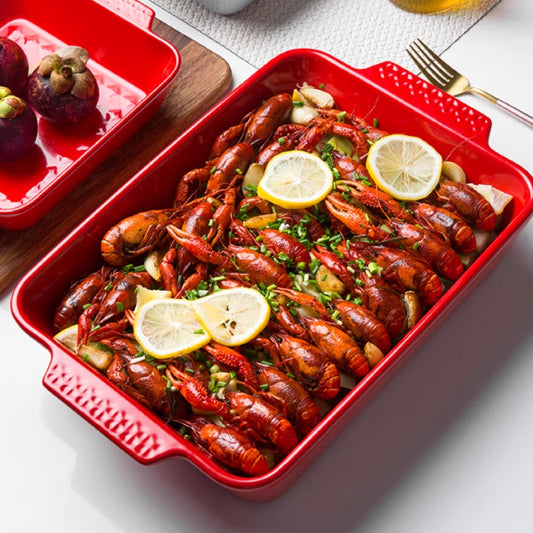 浮雕雙耳陶瓷長方烤盤 | 3色 | 長 21.7~34.5 cm 陶瓷 烤盤