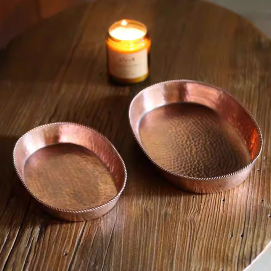 手工紅銅橢圓深盤 | 長19.5~24 cm 紅銅 圓深盤