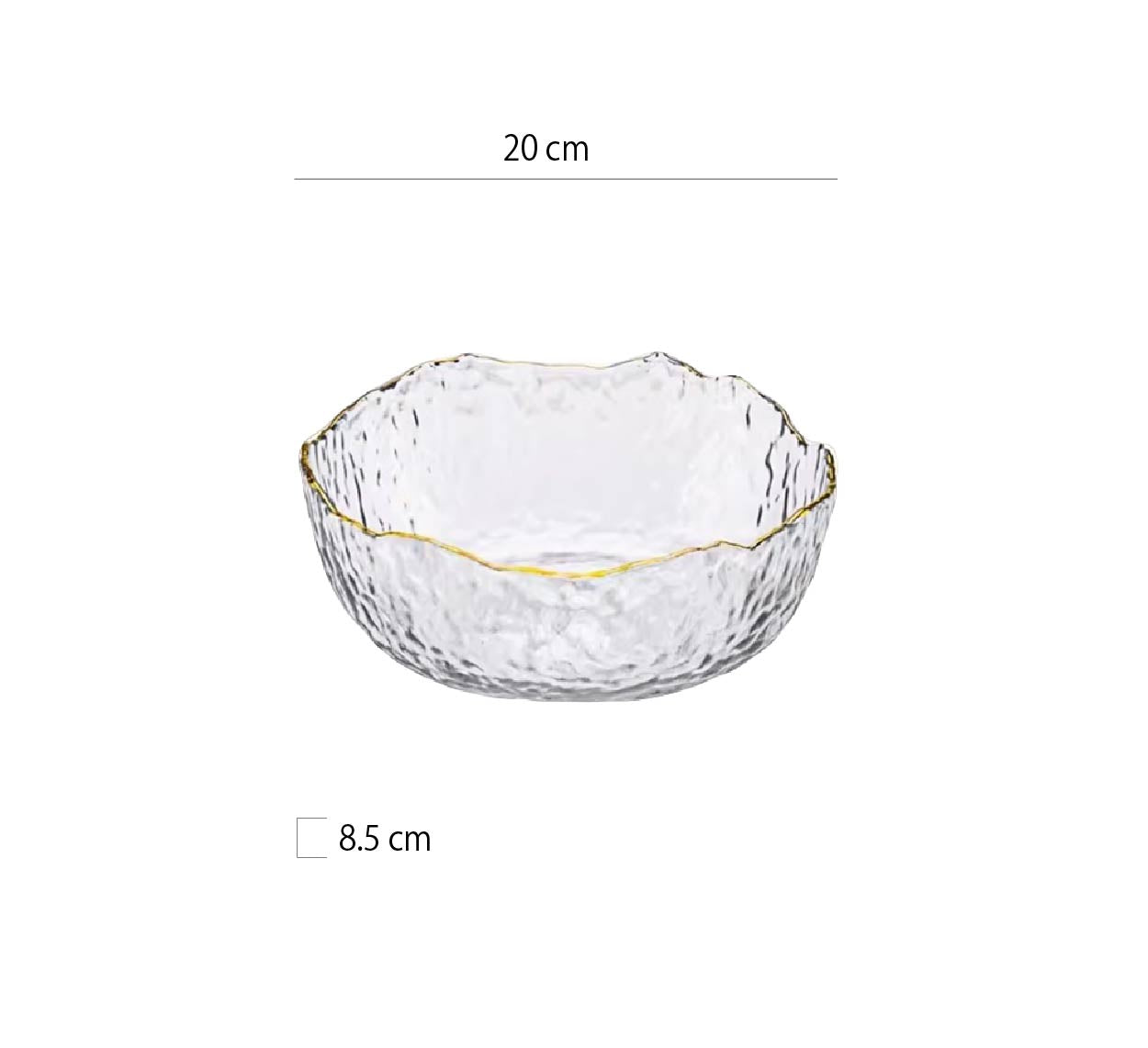 水波紋不規則金邊碗 | 透明 | 16.5~20 cm 玻璃 碗