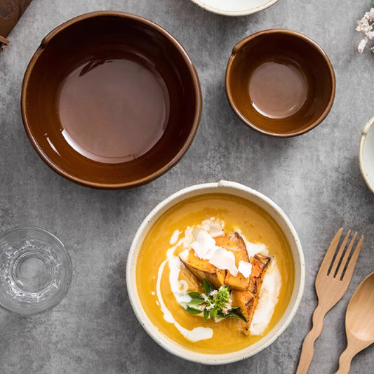 粗陶布紋摺紙碗 | 2色 | 直徑9.9~15 cm 陶瓷 醬料碗