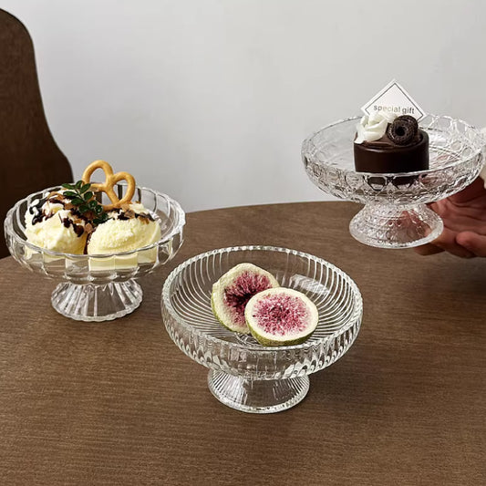 高腳玻璃甜點碗 | 口徑 11 cm 玻璃 高腳碟